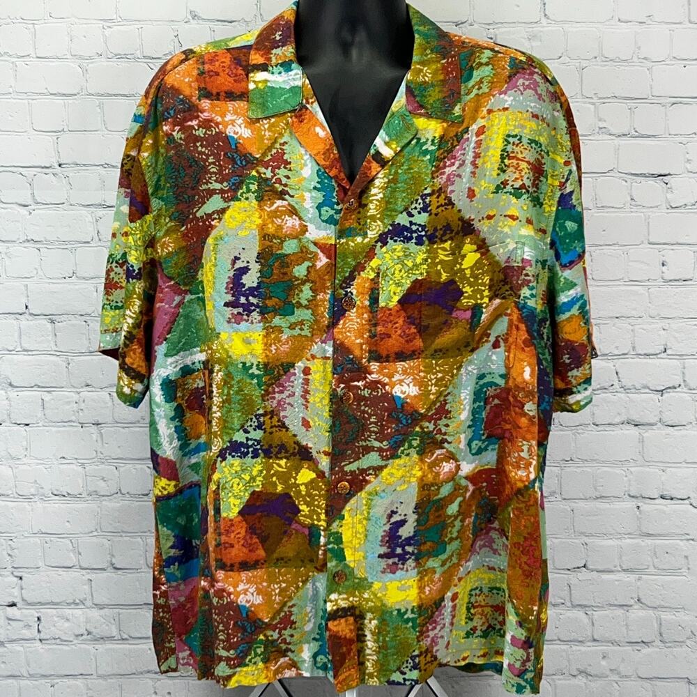 Jams World Diamond Road Shirt 2XL XXL Hawaiian Aloha Rayon Abstract Button Up